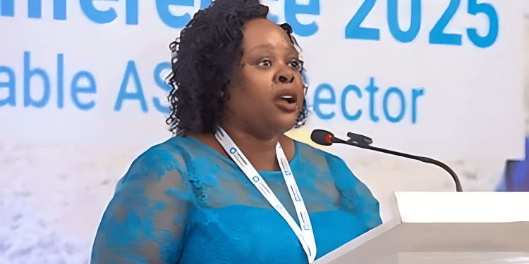 planetGOLD Zimbabwe manager Nyaradzo Mutonhori speaking at a mining stakeholders conference in Harare