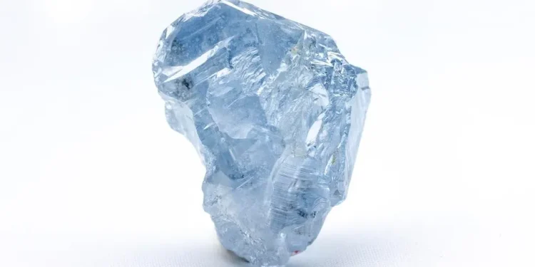 Rough blue diamond recovered from Cullinan Mine in South Africa.