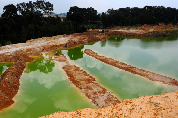 Discoloured water collected at a mine dump in Germiston, South Africa.