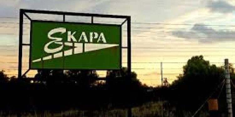 Signboard at the entrance to Ekapa diamond mine in Kimberley, South Africa.