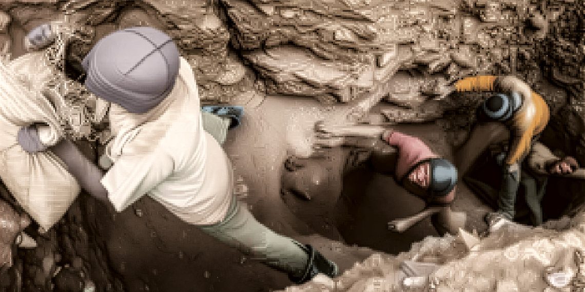 Artisanal miners work at a cobalt mining site in the Democratic Republic of Congo.