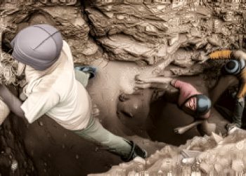 Artisanal miners work at a cobalt mining site in the Democratic Republic of Congo.