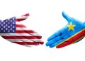 Illustration of hands painted with the flags of the United States and Democratic Republic of Congo reaching toward each other.