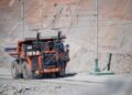 Haul truck transporting copper ore at Kansanshi mine in Zambia.