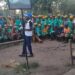 Mine workers in Zimbabwe listen to union officials during a gathering.
