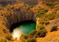 Aerial view of the Big Hole at Kimberley Diamond Mine, South Africa.