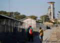 Mine workers are seen at the Northam Platinum's Zondereinde mine in Limpopo province