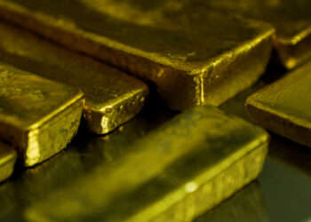 Smelted gold bars at a smelting facility in Accra, Ghana