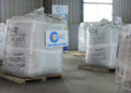 Bags of artisanal cobalt hydroxide stored in a warehouse in Kolwezi, DRC, awaiting transport