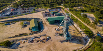 Aerial view of Caledonia Mining's Blanket Gold Mine in Zimbabwe. Title