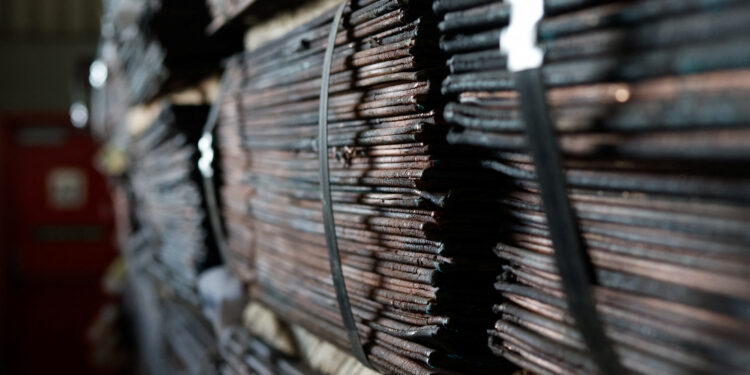 Raw copper from Zambia stored in a warehouse awaiting export at Newlyn Terminal, Bayhead, Durban, South Africa