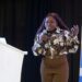 Melindah Kufeni speaks at a mining industry gathering in Tlokweng, Botswana.
