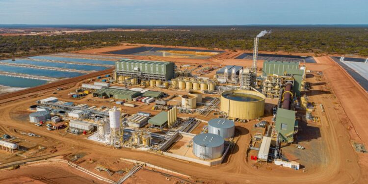 Aerial view of the Kalgoorlie Rare Earths Processing Facility in Western Australia, showing processing infrastructure, storage tanks and evaporation ponds.